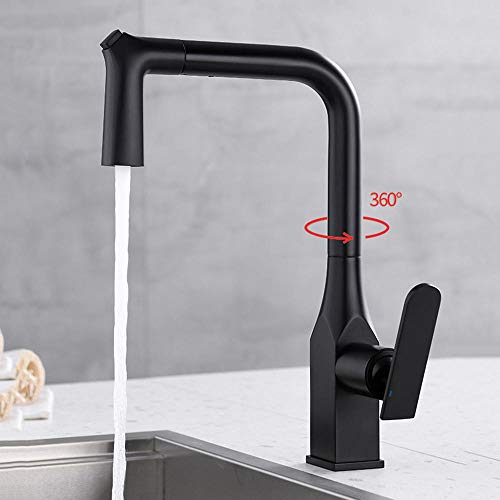 Robinet de cuisine noir avec douchette extractible et buse pivotante à 2 modes pour évier - 5