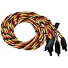 BackBayRC 20 AWG Twisted Servo Extension Cable with Safety Clip, 100-Strand Servo Wire, Gold Plated Pins, Silicone Insulation, JR-Style Plugs, 45 cm (18 in) 5-Pack
