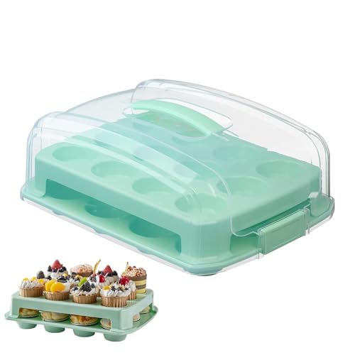 Cupcake Carrier - 38cm PP, 24 Count Design | Two-Tier Dessert Storage & Transport Organizer for Muffins, Pies, Cookies, Cakes for Parties and Home Use
