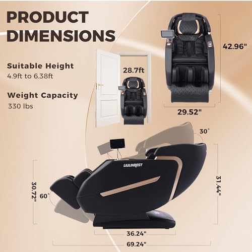 LIULINREST 2026 4D Massage Chair Full Body, Zero Gravity Massage Chair with SL-Track & Heating, Massage Shiatsu Recliner Chair with Smart Voice Control, Touchable Screen, Airbags, Foot Rollers (BLACK)