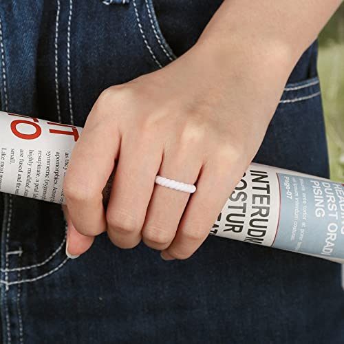 image for Egnaro Silicone Wedding Ring for Women,Seamless Thin and Stackble Brai