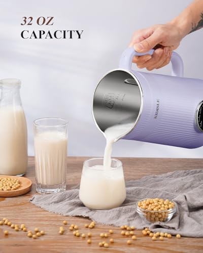 Image of KIDISLE 8 in 1 Nut Milk Maker Blender, 32oz Homemade Soy, Almond, Oat, Coconut, Plant Based Milks and Non Dairy Beverages, Automatic Soybean Milk Machine with Delay Start /Keep Warm /Boil Water, Purple