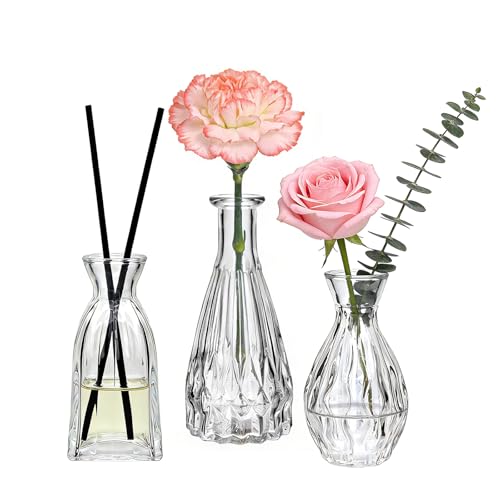 3 Glass Bud Vases