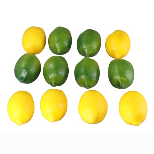 Vctitil 12Pcs Faux Yellow Green Lemons Artificial Fruits Fake Lemons Lifelike Simulation Lemon for Chirstmas Decor Photography Prop Party Decoration(12pcs)