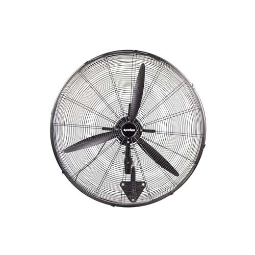 Cofan Ventilador industrial de pared | 3 velocidades | Potencia: 200 W | Oscilación 80° | Color: negro | Flujo de aire de 221 m³/min | Medidas: 81 x 81 x 88 cm