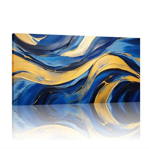 Peinture murale dorée et marbre bleu 60x120cm pour habiller un grand mur vide