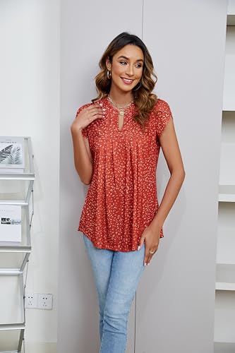 Blooming Jelly Women's Tunic Tops Summer Dressy Casual Blouses Business Outfits Plus Size Cap Sleeve Pleated Shirts3