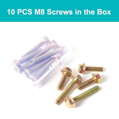 GuoYomm M8 x 45mm 10pcs Flanged Hex Head Bolts, M8 x 1.25 Bolts, Flange Hexagon Head Screws, 8.8 Grade Alloy Steel, Yellow Zinc Plated, Metric Fully Thread by GuoYomm - Image 7