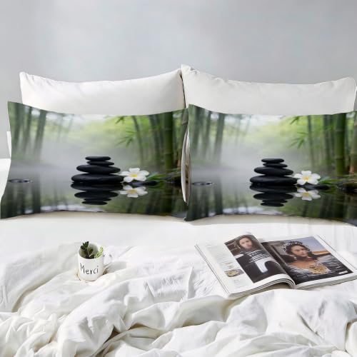 Housse de couette 140x200 Zen parure microfine lavable et zippée - 4