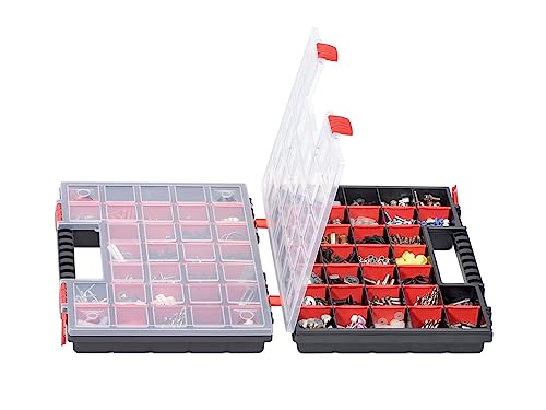 Miniatura 9 de Mivos Caja De Surtido De Doble Cara 399 X 303 X 100 Mm - Clasificación Con 64 Compartimentos Ajustables Para Tornillos, Accesorios Y Herramientas