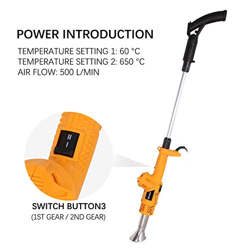 Wodesid Electric Weed Burner 2000W, 5-in-1 Function Lawnmower Weeder, Thermal Weeding Stick, Barbecue Igniter, Up to 1202℉, 1.8M Cable, 5 Nozzles Garden Tools