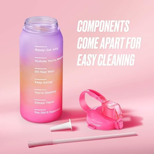 Juicy Couture "Motivate" Fashion Water Bottle - 74oz - Stylish Trendy Hydration Bottle in Purple, Yellow, and Pink - Stay Fashionable and Hydrated On-the-Go! - Image 4