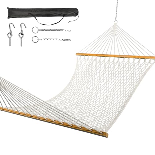 Double Hammock for 2 Person, Handwoven Cotton Rope Hammock with S...
