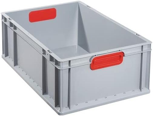 456750 Eurobox "622" 23.62x15.75x8.66" Closed Handles In Grey/Red