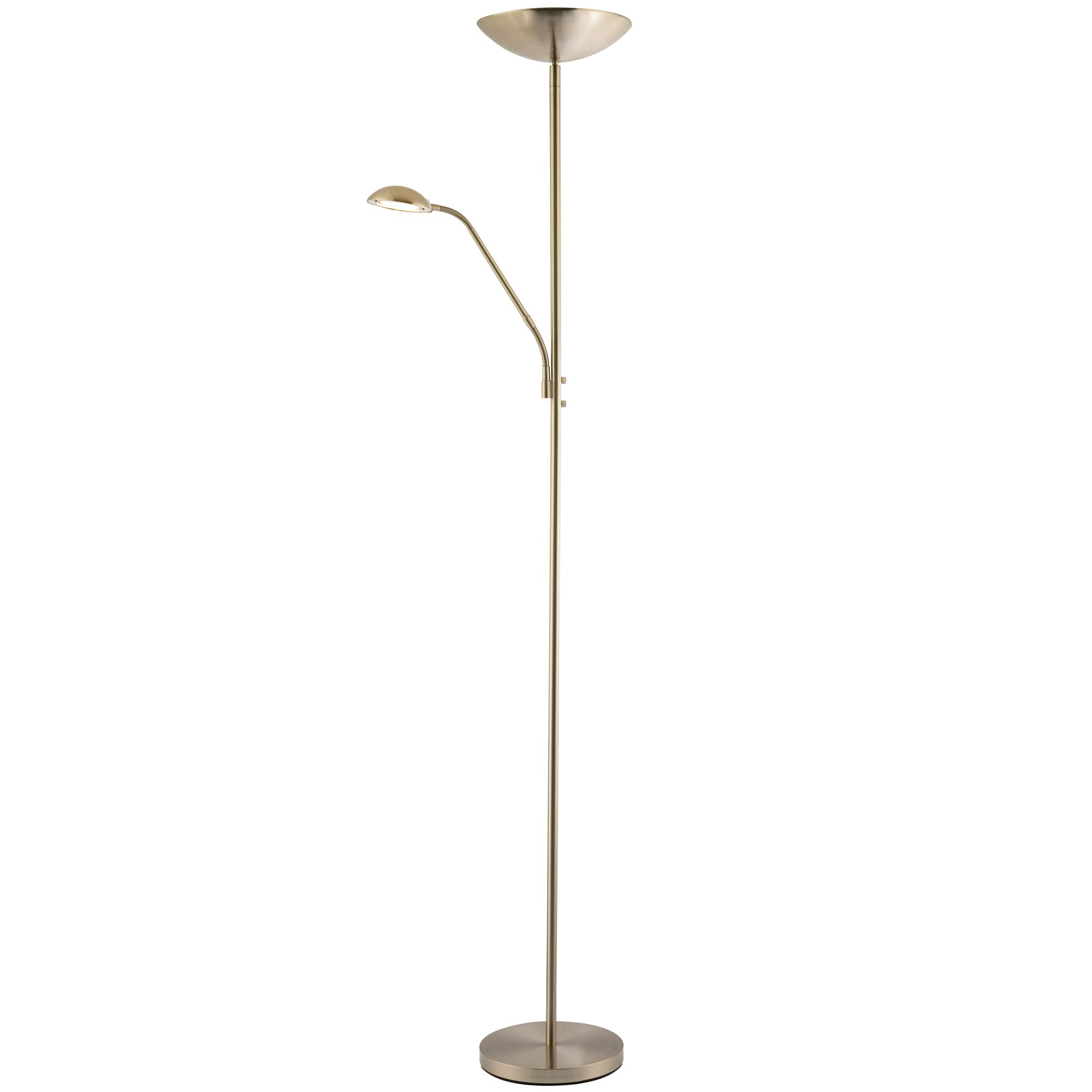 Happy Homewares Satin Nickel Modern Led Mother And Child Floor Lamp In With Memory Dimmer Buttons | 20W And 4W | Adjustable Reading Light And Uplighter| 180Cm X 25Cm By Size 20