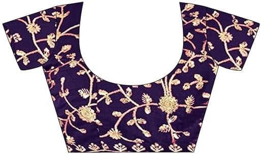 VIBRANCE Women's Tissue Silk Scalloped Border Sequins Embroidery Saree with Unstitched Blouse Piece