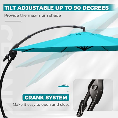 Image of Grand patio 12FT Sunbrella Cantilever Round Umbrella with Base, Aruba