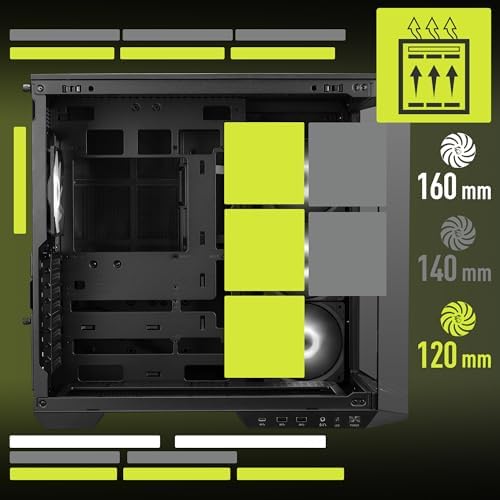 MSI MAG PANO 100R PZ - 프리미엄 미드타워 게이밍 PC 케이스 - 강화 유리 사이드 패널 - ARGB 120mm 팬 4개 - 최대 360mm 라디에이터의 액체 냉각 지원 - 블랙 컬러 케이스 — 사진 3