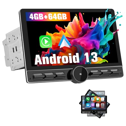Hexinex Universale Autoradio 2 DIN (4+64GB) Touchscreen IPS da 10,6 pollici con luce dei pulsanti Android 13 Radio con Wireless CarPlay Android Auto GPS FM RDS BT (Lo schermo è staccabile)