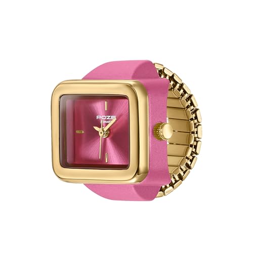 Image of Sonata Poze 7 Analog Pink Dial Gold Sheet Metal Ring Strap Watch for Women - SP80143KM02W