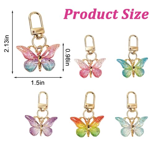 Image of 6 PCS Aesthetic Keychain, Cute Butterfly Bag Charms for Girls, Alloy Metal Key Chain Set with Six Pieces