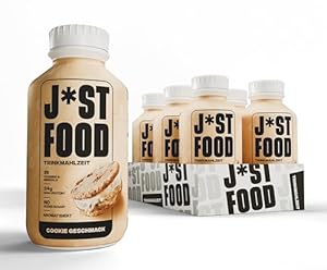 J*ST FOOD Cookie Trinkmahlzeit – 6×500ml – 34g Protein, 26 Vitamine & Mineralstoffe, Laktosefrei, Ohne Zuckerzusatz, Vollwertige Mahlzeit, Keksig-süßer Geschmack