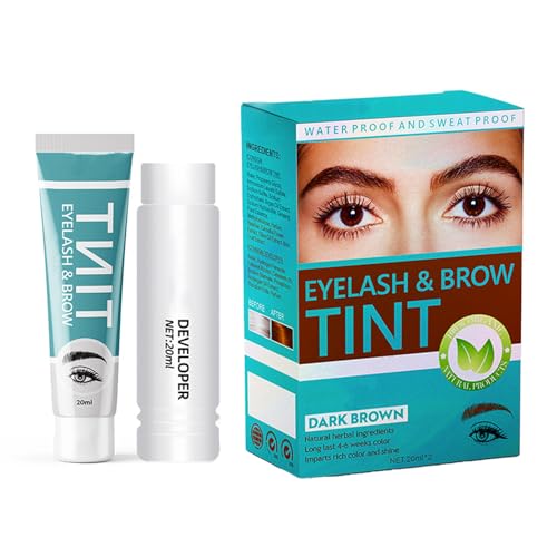 Eyebrow Tint Kit - Dark Brown Eyebrow Dye Eyelash Tint - Instant Color, Lasting 8 Week, Mild Formula, Waterproof, Sensitive Skin Friendly, Eyebrow Color