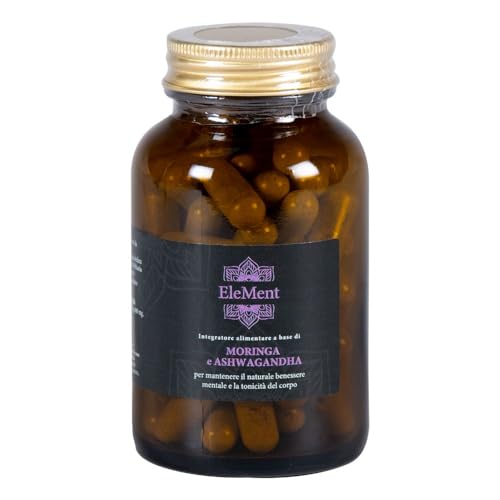 Moringa Italiana + Ashwagandha | Integratore Alimentare Naturale in Capsule | Moringa da Foglie Coltivate in Italia | 60 Capsule