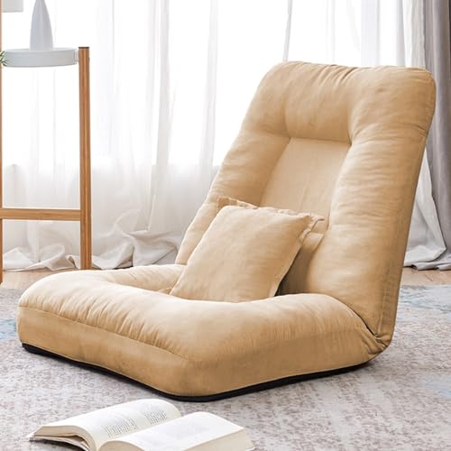 Fauteuil de sol avec dossier réglable canapé pliable en tissu doux gris