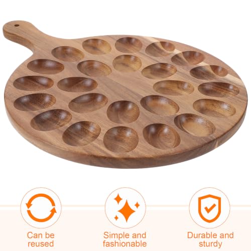 Bandeja de madera de acacia para huevos rellenos reversible y tabla de servir para el hogar 8