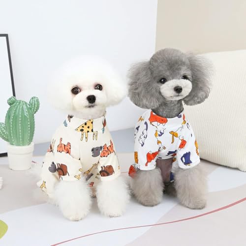 HuaLiSiJi Hundepyjama Kleine Hunde,Elastisch und Bequem Weich und Warm Einfach an und Auszuziehen für Kleine und Mittelgroße Hunde Geeignet (XXL, Cream Color)