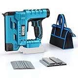 SEESII 電動ピンタッカー 充電式 コードレス 釘打ち機 6段階打撃力調整 単発・連続切替 LEDライト付き 軽量設計 エア不要 DIY・木工・大工作業に最適 マキタ18Vバッテリー対応 釘1000本付属 本体のみ（バッテリー別売）