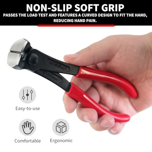 WISEUP Nagelabzieher, 175mm, schwarzes Finish, Chrom-Vanadium-Stahl, Tischlerzange, Endschneidezange, für Klammerentferner-Werkzeug oder Bodenbelag-Montagewerkzeuge