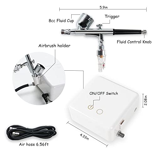Image of Portable, Light Weight, High Performance Air Brush & Compressor Kit,Dual Action Gun for Art, Craft, Makeup, Cake Decoration, Temporary Tattoo