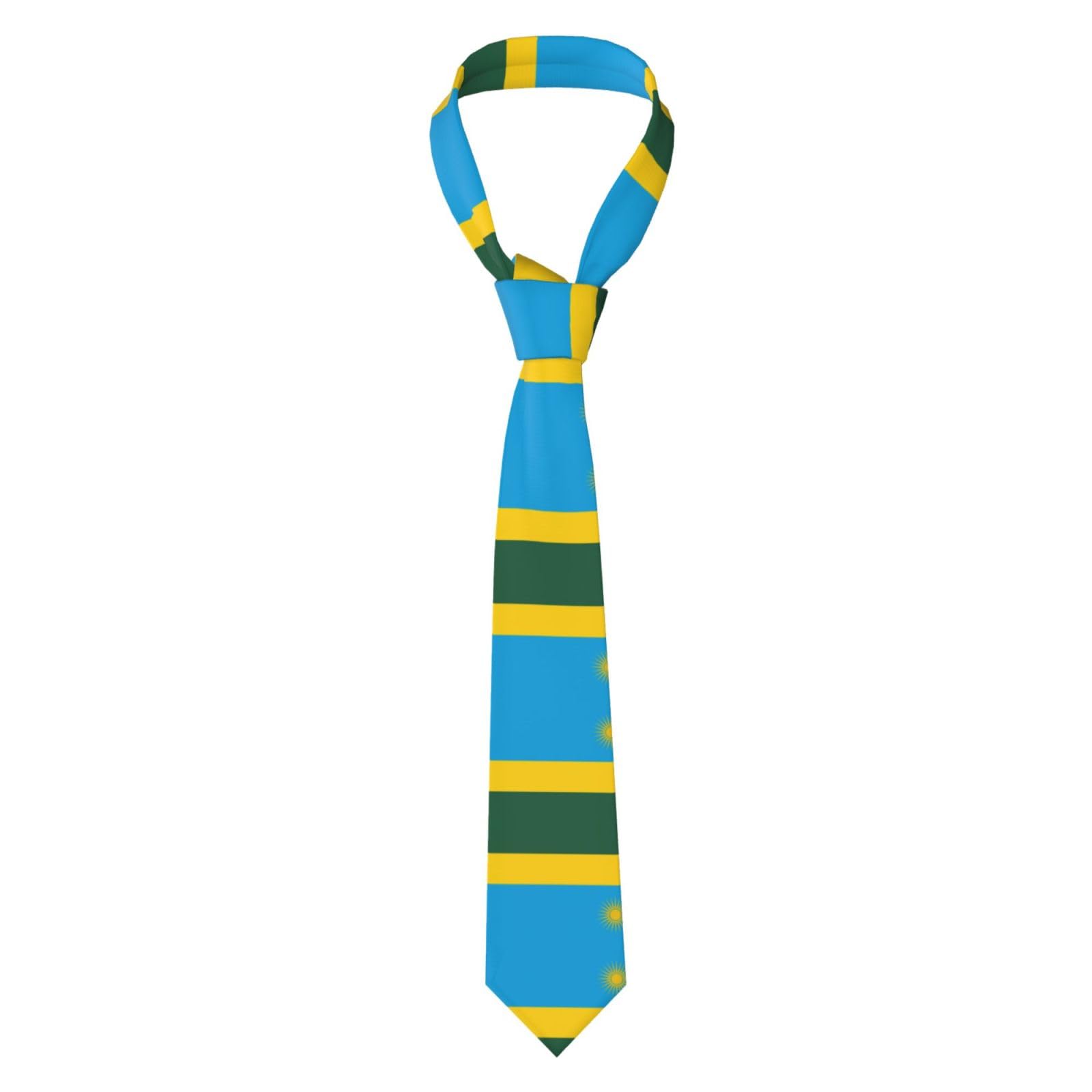 SamLng Flag of Rwanda Men's Neckties - Long, Print Necktie, Perfect for Business, Wedding, Groomsmen, and Formal Western Wear, Black, One Size