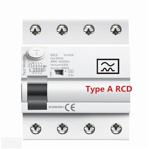 Disjoncteur Type A RCD magnétique ELCB 3P+N 63A 300mA pour tableau électrique triphasé