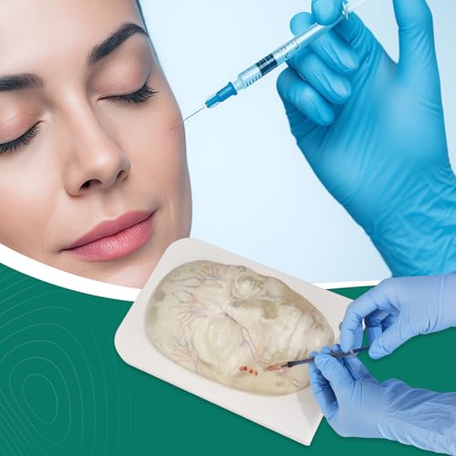 Image of Transparent Injection Face Model with Blood Vessels | Anatomical Injection Mannequin Face, Facial Injection Training Model for Estheticians, Medical Students, Detachble Face Skin