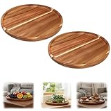 Holztablett Rund, Dekotablett Holz, 2 Stück Holzschale, 15 x 15 x 1,5 cm, Serviertablett für Desserts, Charcuterie, Dekoobjekte ﻿