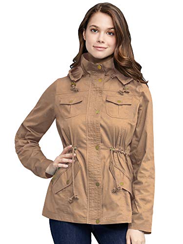 Made By Johnny Women's Casual Military Anorak Jacket Safari Utility - Lightweight Detachable Hoodie4