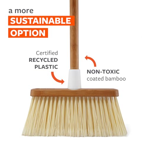 Image of Full Circle Clean Sweep, Bamboo Broom, Ideal for Pet Hair, Kitchen, & More | Angled design reaches tight spaces, with stiff bristles built for indoor & outdoor cleaning.