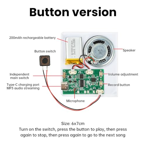 Image of Diymore DIY Birthday Cards Music Module 8MB Push Button Activated Sound Module with Speaker,Easy Recording for Personalized Greetings,DIY Holiday Cards for Women Men Mom Wife Lover Kids Gifts 2 PCS
