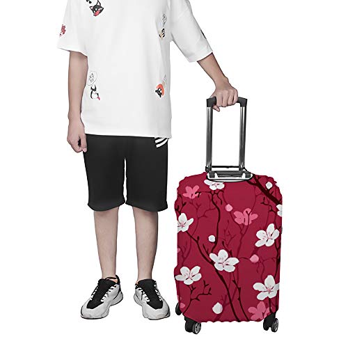 Housse de bagage motif cerisier en fleurs lavable et extensible - 4