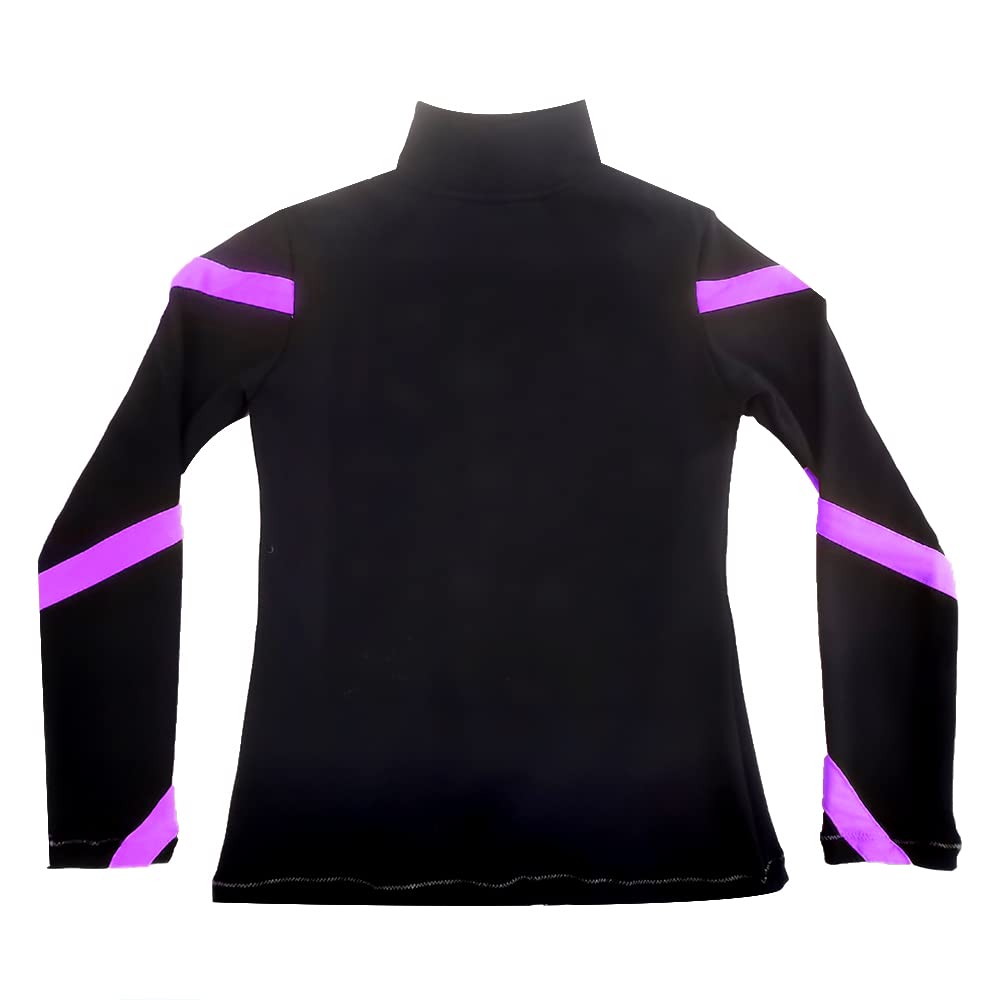 LIUHUO Vestes de patinage sur glace pour filles Femmes Rayures Entraînement Pratique Patinage artistique Tops Coûts Polaire