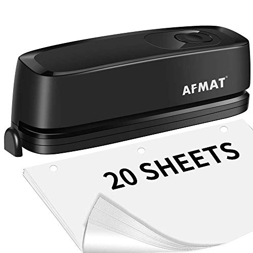 AFMAT Electric 3 Hole Punch, 20-Sheet 3 Hole Puncher for Binder, Effortless Punching, 9/32" Hole Diameter, Paper Hole Puncher 3 Hole Heavy Duty, for Office/School/Studio, AC or Battery Operated, HP01 by AFMAT - Used condition - US$32.38