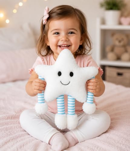 Image of EITHEO Star Soft Pillow Plush Toy for Kids & Babies | Cute Stuffed Star Cushion with Arms & Legs | Soft Cuddly Toy for Boys & Girls | Nursery Decor, Car Pillow & Birthday Gift