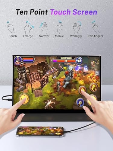 Image of 15.6 inch Portable Monitor Touchscreen 4K OLED 3840X2160 100000:1 10-Point Touch Screen Gaming Monitor, with Protective Cover, HDMI USB C Travel Monitors for Computer, Mini PC, PS5 /4
