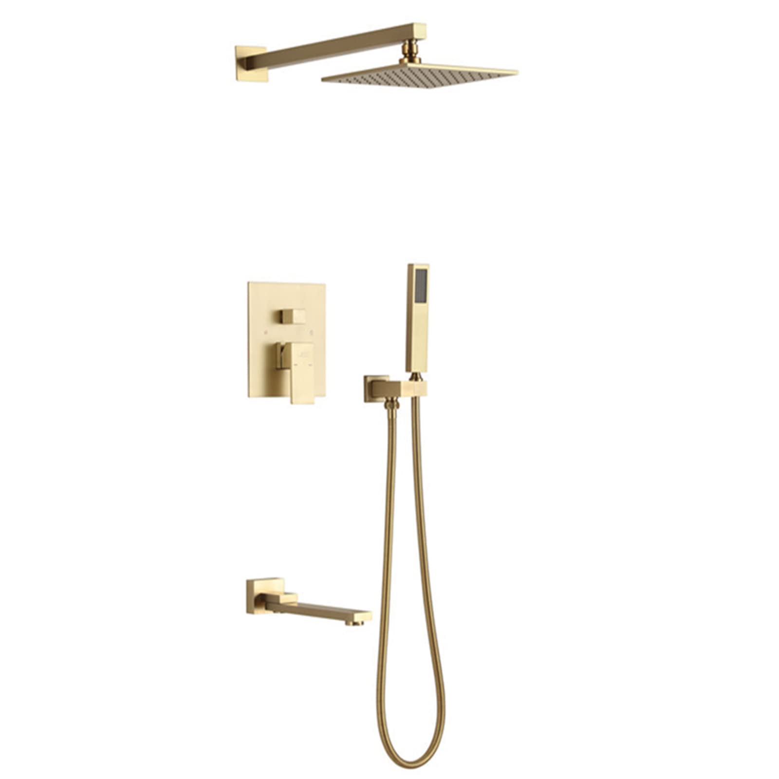 Ensemble de douche or brossé 3 fonctions avec pommeau de tête et douchette à main