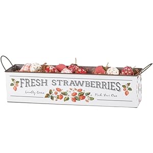 Primitives by kathy fresh strawberries bin set  urban country home decor