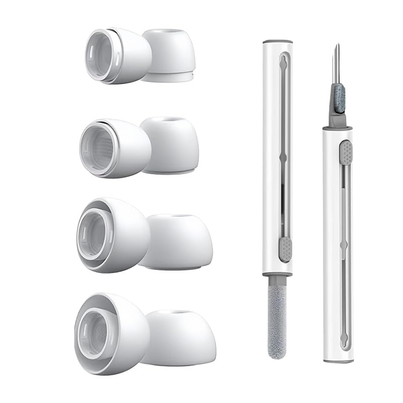 4 Pares Almohadillas Tapón De Auriculares, con Orificio para Reducción De Ruido, con Bolígrafo De Limpieza, Reemplazo De Tapones para Los Oídos con Silicona (XS, S, M, L)