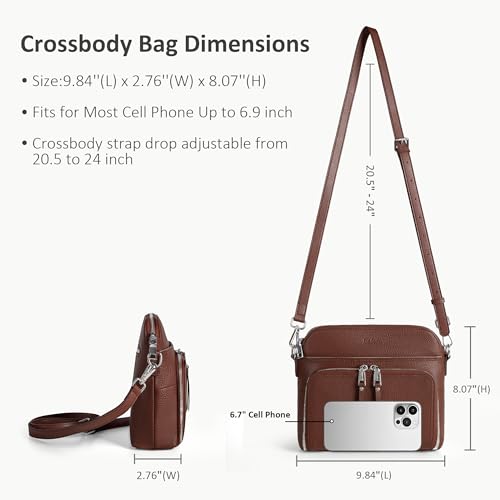 Image of befen Genuine Leather Crossbody Purses for Women, Women's Small Crossbody Shoulder Bag with Built in RFID Wallet